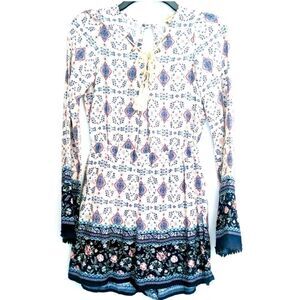 REWIND Tunic Mini Dress Long Sleeve Rope Detail